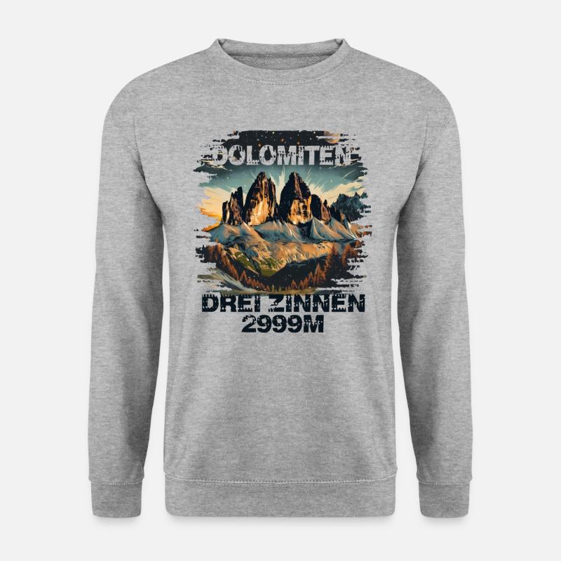 Drei Zinne Wandern Dolomiten Souvenir Andenken - Unisex Pullover - Weißgrau meliert