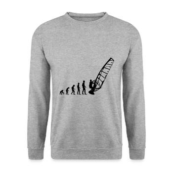 Windsurfer Surfen Windsurfen Windsurfing Evolution - Unisex Pullover - Weißgrau meliert - Vorne - Alina (178cm) & Michal (187cm)