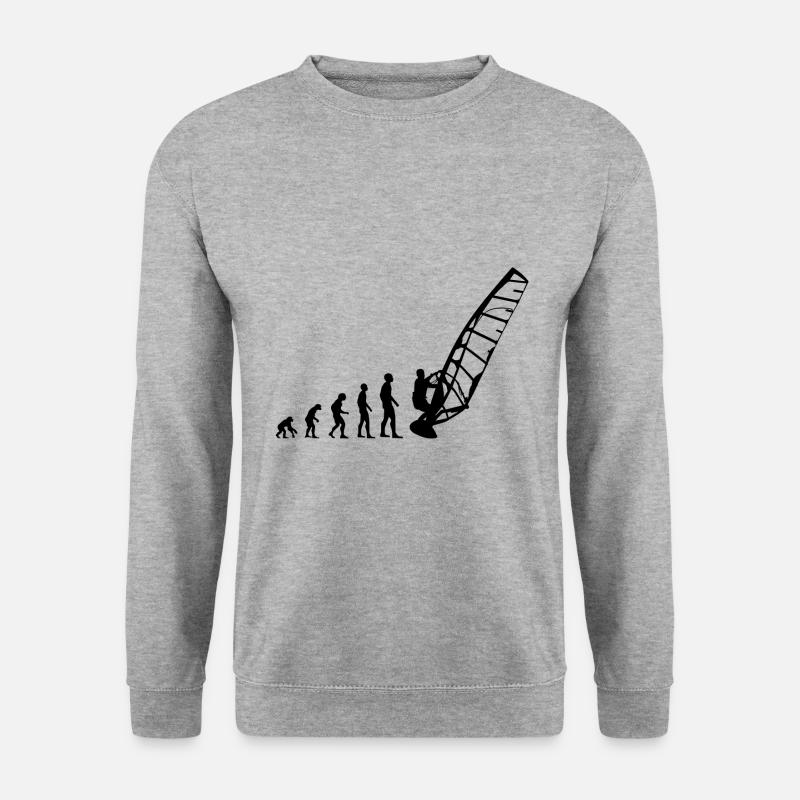 Windsurfer Surfen Windsurfen Windsurfing Evolution - Unisex Pullover - Weißgrau meliert