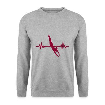 Heartbeat Swimmer - Diver Water Sports Athlete - Unisex Sweatshirt - salt & pepper - Front - Alina (178cm) & Michal (187cm)