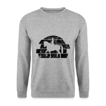 Dressur Dressurreiten Dressurreiter Reiten Pferd - Unisex Pullover - Weißgrau meliert - Vorne - Alina (178cm) & Michal (187cm)