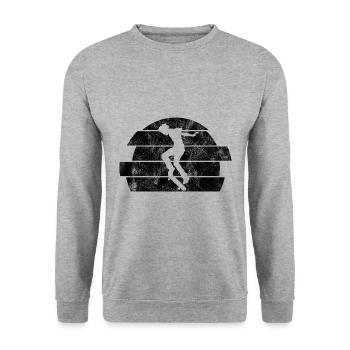 Skateboarder Skateboard Skater Skate Skateing - Sweat-shirt Unisexe - gris chiné - Devant - Alina (178cm) & Michal (187cm)