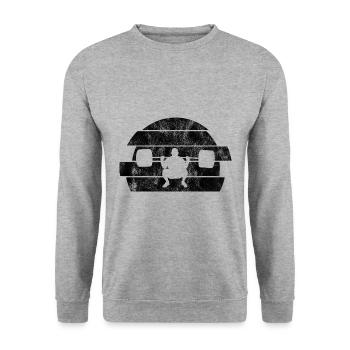 Musculation Bodybuilder GYM Fitnessstudio Retro - Sweat-shirt Unisexe - gris chiné - Devant - Alina (178cm) & Michal (187cm)