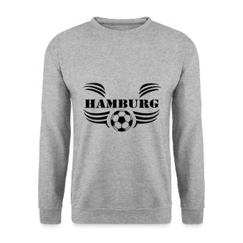 Hamburg , Tradition , Fußball Hamburg (25) - Unisex Pullover - Weißgrau meliert - Vorne - Alina (178cm) & Michal (187cm)