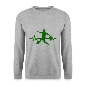 Herzschlag - Soccer / Sportverein Kicker Fußball - Unisex Pullover - Weißgrau meliert - Vorne - Alina (178cm) & Michal (187cm)