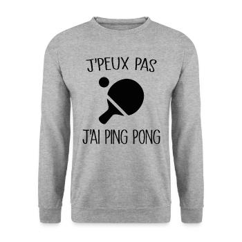 Je Peux Pas J'ai Ping Pong - Sweat-shirt Unisexe - gris chiné - Devant - Alina (178cm) & Michal (187cm)