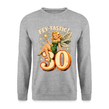 Fey-tastic : Fée et Elfe rétro du 30e anniversaire - Sweat-shirt Unisexe - gris chiné - Devant - Alina (178cm) & Michal (187cm)