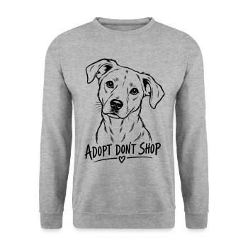 Adopt Don’t Shop Dog - Unisex Pullover - Weißgrau meliert - Vorne - Alina (178cm) & Michal (187cm)