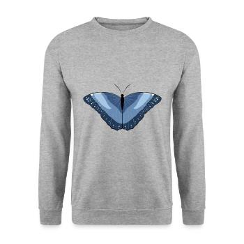 Fliegendes Kunstwerk - Schmetterling - Unisex Pullover - Weißgrau meliert - Vorne - Alina (178cm) & Michal (187cm)