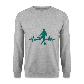 Herzschlag - Soccer / Sportverein Kicker Fußball - Unisex Pullover - Weißgrau meliert - Vorne - Alina (178cm) & Michal (187cm)