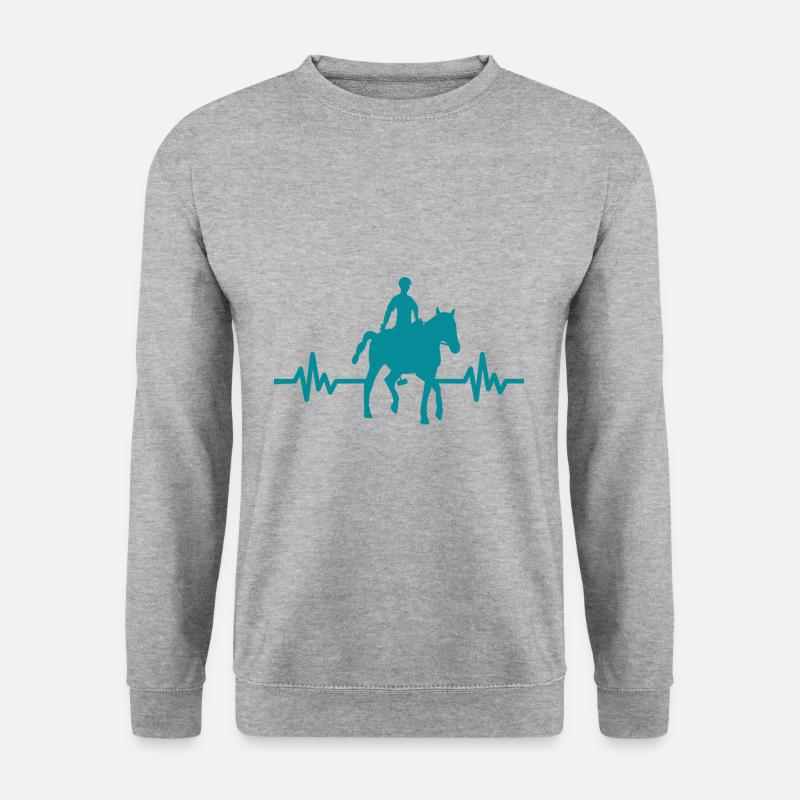 Herzschlag - Pferd Hengst Stute Ross Reitsport - Unisex Pullover - Weißgrau meliert