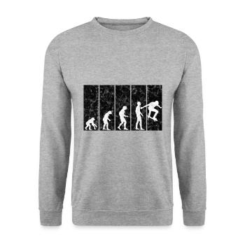 Skateboarder Skateboard Skater Skate Evolution - Unisex Pullover - Weißgrau meliert - Vorne - Alina (178cm) & Michal (187cm)