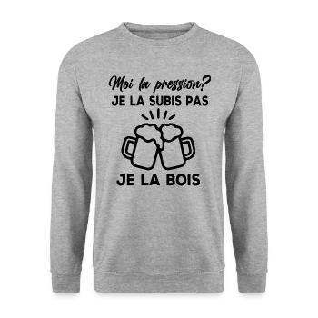 Moi la pression? je la subis pas je la bois - Sweat-shirt Unisexe - gris chiné - Devant - Alina (178cm) & Michal (187cm)