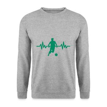 Herzschlag - Soccer / Sportverein Kicker Fußball - Unisex Pullover - Weißgrau meliert - Vorne - Alina (178cm) & Michal (187cm)