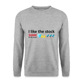 I like the stock, to the moon, stock market meme - Unisex Pullover - Weißgrau meliert - Vorne - Alina (178cm) & Michal (187cm)