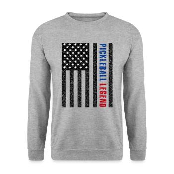 Légende du pickleball États-Unis - Sweat-shirt Unisexe - gris chiné - Devant - Alina (178cm) & Michal (187cm)