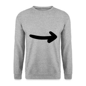 Pfeil Zeichnung Skizze schwarz - Unisex Pullover - Weißgrau meliert - Vorne - Alina (178cm) & Michal (187cm)