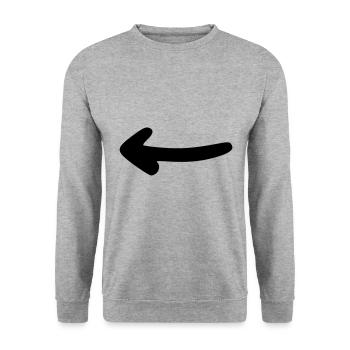 Pfeil Zeichnung Skizze schwarz - Unisex Pullover - Weißgrau meliert - Vorne - Alina (178cm) & Michal (187cm)