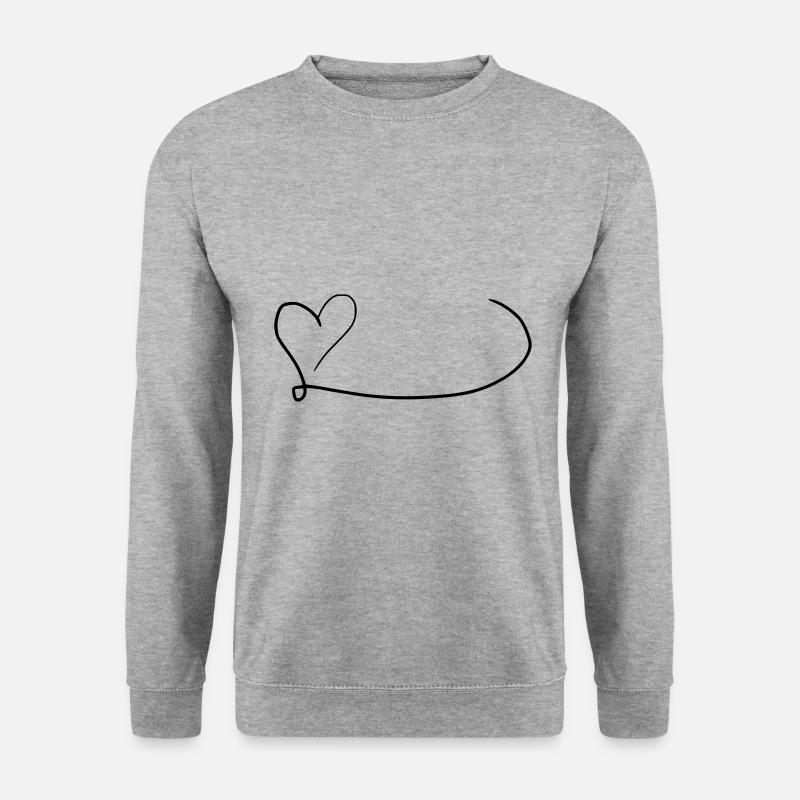 Herz Emoji Skizze - Unisex Pullover - Weißgrau meliert