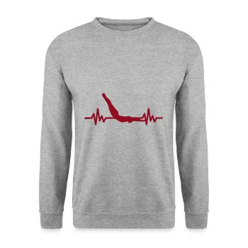 Heartbeat Swimmer - Diver Water Sports Athlete - Unisex Sweatshirt - salt & pepper - Front - Alina (178cm) & Michal (187cm)