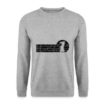 Retro Schach Schachspieler Schachmatt Schachfigur - Unisex Pullover - Weißgrau meliert - Vorne - Alina (178cm) & Michal (187cm)