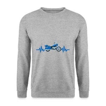 Heartbeat Motorrad - Maschine Motorsport Freiheit - Unisex Pullover - Weißgrau meliert - Vorne - Alina (178cm) & Michal (187cm)