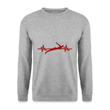 Heartbeat Swimmer - Diver Water Sports Athlete - Unisex Sweatshirt - salt & pepper - Front - Alina (178cm) & Michal (187cm)