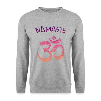Yoga Namaste - Unisex Pullover - Weißgrau meliert - Vorne - Alina (178cm) & Michal (187cm)