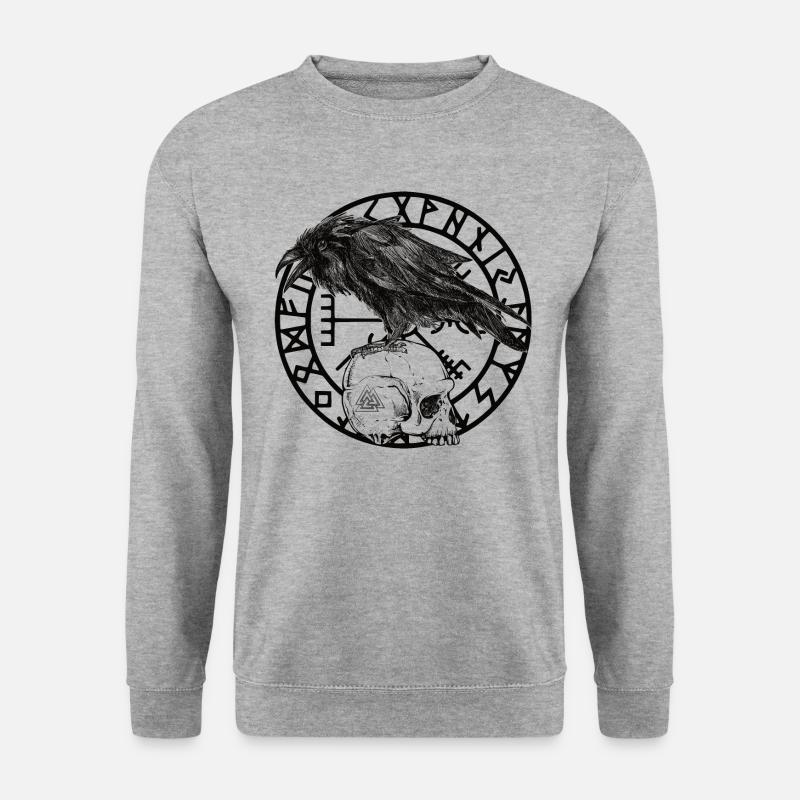 Skull Vegvisir - Unisex Pullover - Weißgrau meliert