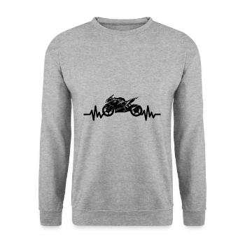 Heartbeat Motorrad - Maschine Motorsport Freiheit - Unisex Pullover - Weißgrau meliert - Vorne - Alina (178cm) & Michal (187cm)