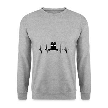 Chat chat chat yeux de chat ECG Chats Chat Miau - Sweat-shirt Unisexe - gris chiné - Devant - Alina (178cm) & Michal (187cm)