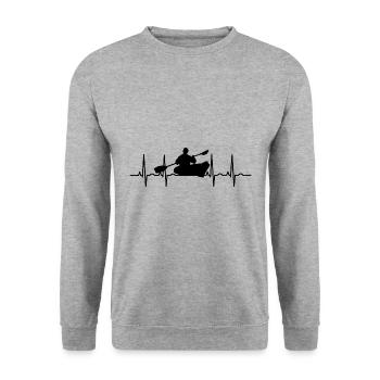 Kayak Kajak EKG Rudern Paddeln Boot Paddel Kanu - Unisex Pullover - Weißgrau meliert - Vorne - Alina (178cm) & Michal (187cm)