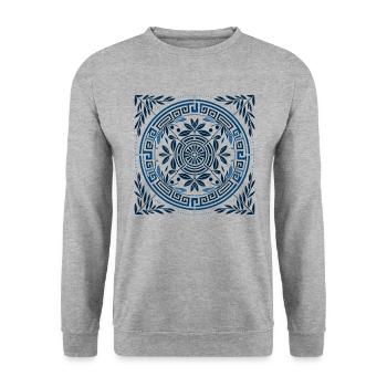 Antikes griechisches Mandala 3 - Unisex Pullover - Weißgrau meliert - Vorne - Alina (178cm) & Michal (187cm)
