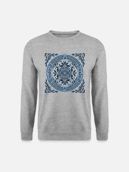 Antikes griechisches Mandala 3 - Unisex Pullover - Weißgrau meliert