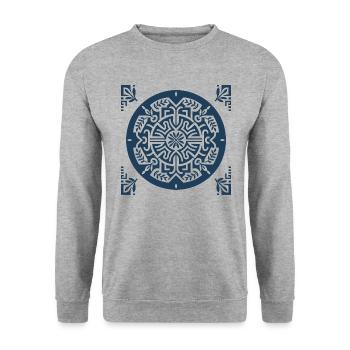 Antikes griechisches Mandala 2 - Unisex Pullover - Weißgrau meliert - Vorne - Alina (178cm) & Michal (187cm)