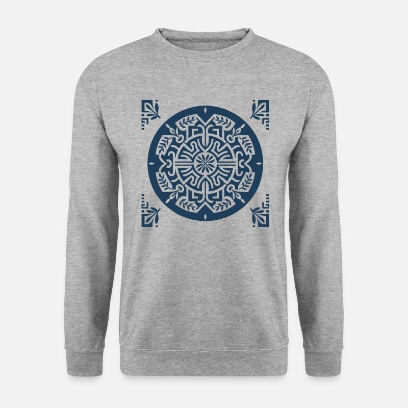 Antikes griechisches Mandala 2 - Unisex Pullover - Weißgrau meliert