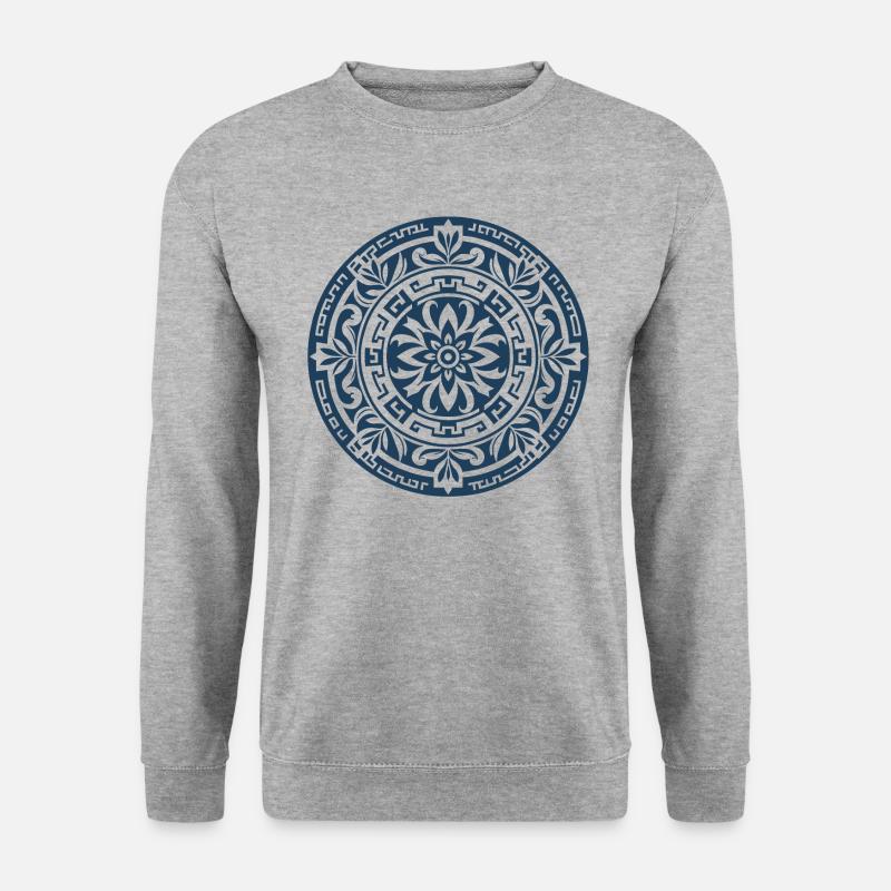 Altgriechisches Mandala 1 - Unisex Pullover - Weißgrau meliert