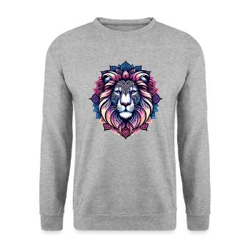 Mystical Lion Mandala - Unisex Sweatshirt - salt & pepper - Front - Alina (178cm) & Michal (187cm)