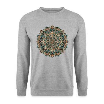 Abstract Geometric Color Mandala 4 - Unisex Sweatshirt - salt & pepper - Front - Alina (178cm) & Michal (187cm)