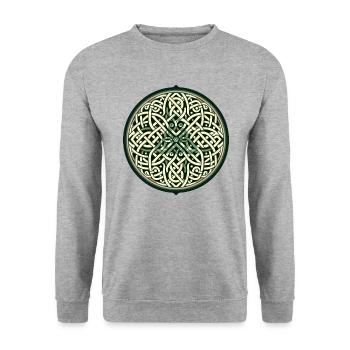 Ewiges keltisches Knotenwerk Mandala Kunst 3 - Unisex Pullover - Weißgrau meliert - Vorne - Alina (178cm) & Michal (187cm)