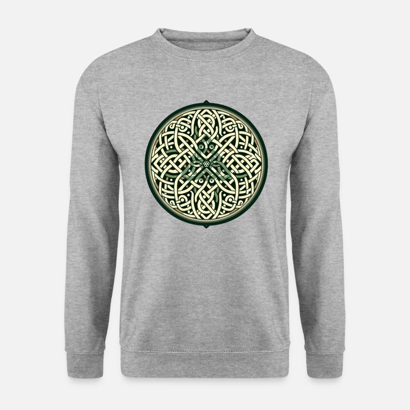 Ewiges keltisches Knotenwerk Mandala Kunst 3 - Unisex Pullover - Weißgrau meliert