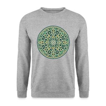 Ewiges keltisches Knotenwerk Mandala Kunst 4 - Unisex Pullover - Weißgrau meliert - Vorne - Alina (178cm) & Michal (187cm)