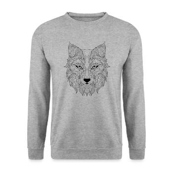 Abstract Wolf Vision: Dynamic Artistic Color Fusio - Unisex Sweatshirt - salt & pepper - Front - Alina (178cm) & Michal (187cm)