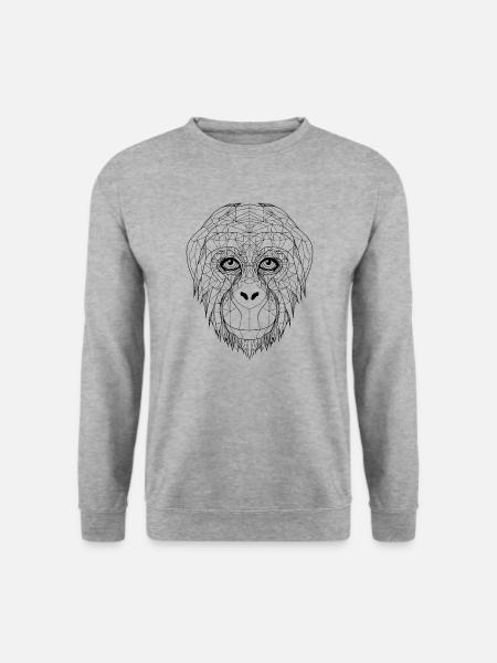 Orangutan Essence: Geometric Line Art Interpretati - Unisex Sweatshirt - salt & pepper