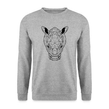 Tête géométrique de rhinocéros : œuvre d’art angulaire - Sweat-shirt Unisexe - gris chiné - Devant - Alina (178cm) & Michal (187cm)
