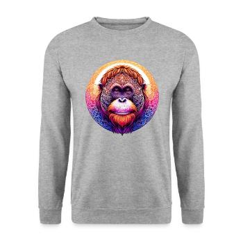 Mystical Orangutan Mandala Portrait - Unisex Sweatshirt - salt & pepper - Front - Alina (178cm) & Michal (187cm)
