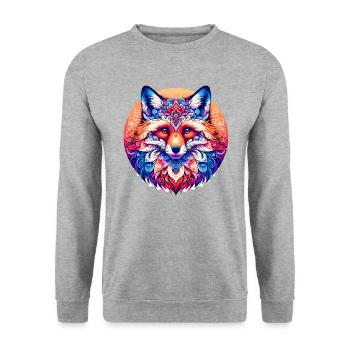 Vibrant Fox Mandala : oeuvre florale lunatique - Sweat-shirt Unisexe - gris chiné - Devant - Alina (178cm) & Michal (187cm)