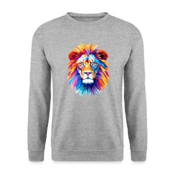 Colorful Geometric Lion: Abstract Polygonal Art - Unisex Sweatshirt - salt & pepper - Front - Alina (178cm) & Michal (187cm)