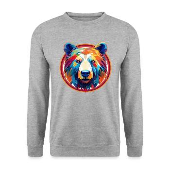 Abstract Spectrum Bear: Geometric Color Fusion - Unisex Sweatshirt - salt & pepper - Front - Alina (178cm) & Michal (187cm)