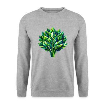 Geometric Spinach Splendor: Green Leaf Design - Unisex Sweatshirt - salt & pepper - Front - Alina (178cm) & Michal (187cm)